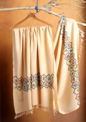 Pashmina Needle Work Shawl D#11 - L Peach