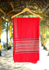 Pashmina Wool Needle Work Shawl D - 22 - Red