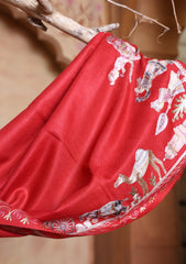 Pashmina Ari Work Jaaldar Scarf D#14 - Red