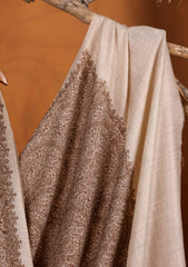 Pashmina Embroidered Jaaldar Shawl D#08 - Fawn