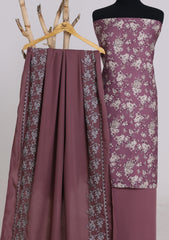 Winter - Riwaj - Printed Cotray Suit - Wool Shawl - D#06 - DT Pink