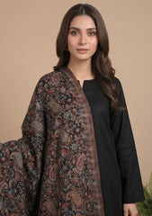 Winter - Riwaj - Pashmina Kani Jamawar 3 Pcs Suit - D#03 - Black