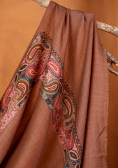 Pashmina Embroidered Border Shawl D#03 - G Brown
