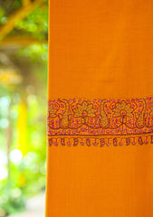 Pashmina Kashmiri Work Shawl D - 01 - Mustard
