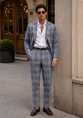 Drago Lanificio Biella Wool & Linen Fabric - G Blue