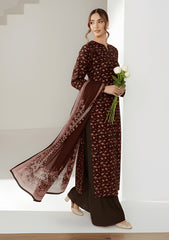 Winter - Riwaj - Velvet Suit - Printed Edit - D#27 - Chocolate