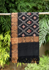 Embroidered Wool Shawl D - 68 - Black