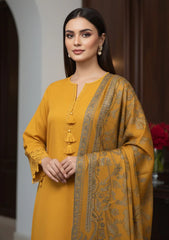 Winter - Meemsey - Noor Jahan - Makhmal 25 - Jacquard Shawl - D#01 - Yellow