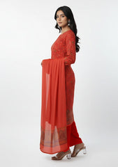 Winter - Riwaj - Pashmina Suit - Kaani Jamawar - Premium 25 - D#45 - Red