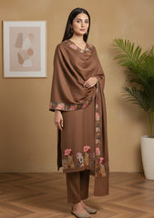 Winter - Riwaj - Pashmina Jamawar Suit - Patch Work - D#21 - Chocolate
