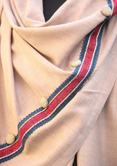 Shawl Collection - Sadias Collection - Pashmina Shawl - D#04 Fawn Button