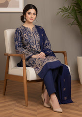 Winter - Riwaj - Pashmina Embroidered Suit - D#03 - N Blue