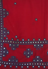 Swiss Lawn Emb Mirror Work Shawl D - 01 - Maroon