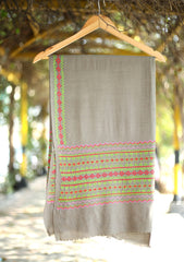 Pashmina Wool Needle Work Shawl D - 35 - Grey