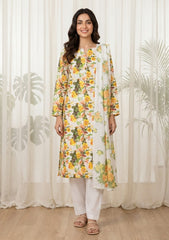 Lawn - Rubaaiyat - Chikankari 26 - Silk Dupatta - D#02 - Y White
