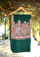 Pashmina Ari Work Jaaldar Shawl D - 06 - DS Green