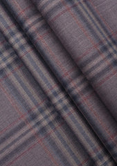 Scabal Super 130's Mosaic Wool Check Suiting - Muted Brown