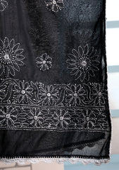 Lawn Chikankari Summer Shawl D#12 - Black