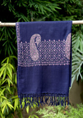 Pashmina Kashmiri Work Scarf D - 06 - N Blue