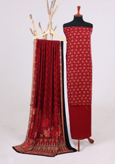 Winter - Riwaj - Velvet Suit - Printed Edit - D#40 - L Maroon