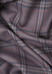 Scabal Super 130's Mosaic Wool Check Suiting - Muted Brown