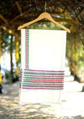 Pashmina Wool Needle Work Shawl D - 38 - Off White