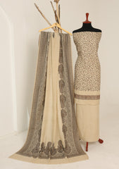 Winter - Riwaj - Pashmina Embroidered Suit - Premium 25 - D#01 - Skin