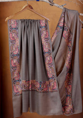 Pashmina Embroidered Border Shawl D#03 - M Grey