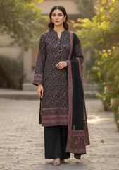 Winter - Riwaj - Pashmina Embroidered Suit - Premium 25 - D#01 - Black