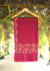 Pashmina Wool Needle Work Shawl D - 06 - Magenda