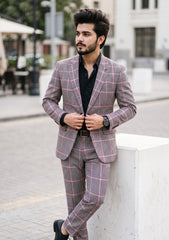 Holland & Sherry Selvage Check Wool Fabric - P Fawn