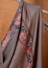 Pashmina Embroidered Border Shawl D#03 - M Grey