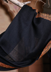 Pashmina Kashmiri Border Scarf D#30 - Black