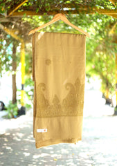 Embroidered Wool Shawl D - 81 - G Brown