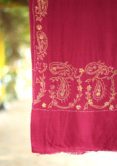 Pashmina Wool Needle Work Shawl D - 06 - Magenda