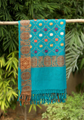 Embroidered Wool Shawl D - 29 - Ds Green