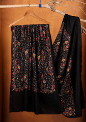 Pashmina Embroidered Jaaldar Shawl D#02 - Black