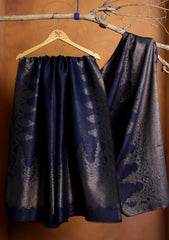 Silk Zari Jamawar Shawl D#01 - N Blue