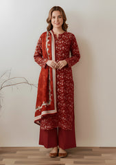 Winter - Riwaj - Velvet Suit - Printed Edit - D#25 - D rust