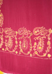 Pashmina Wool Needle Work Shawl D - 06 - Magenda