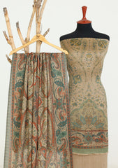 Winter - Riwaj - Printed Pashmina - 3 Pcs Suit - D#10 - Brown