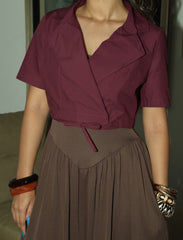Pret - Moven - Cotton Collar tie Top - Maroon