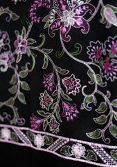 Pashmina Wool Embroidered Shawl D - 02 - Black
