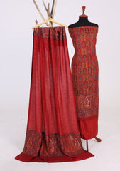 Winter - Riwaj - Pashmina Suit - Kaani Jamawar - Premium 25 - D#45 - Red