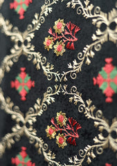 Embroidered Wool Shawl D - 68 - Black