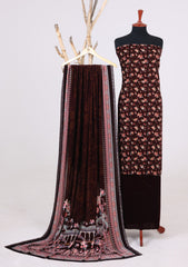 Winter - Riwaj - Velvet Suit - Printed Edit - D#27 - Chocolate