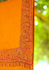 Pashmina Kashmiri Work Shawl D - 01 - Mustard