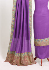 Winter - Riwaj - Pashmina Jamawar Suit - Patch Work - D#05 - Purple