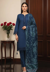 Winter - Meemsey - Noor Jahan - Makhmal 25 - Jacquard Shawl - D#01 - Blue