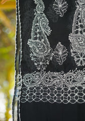Lawn Chikankari Shawl D - 12 - Black